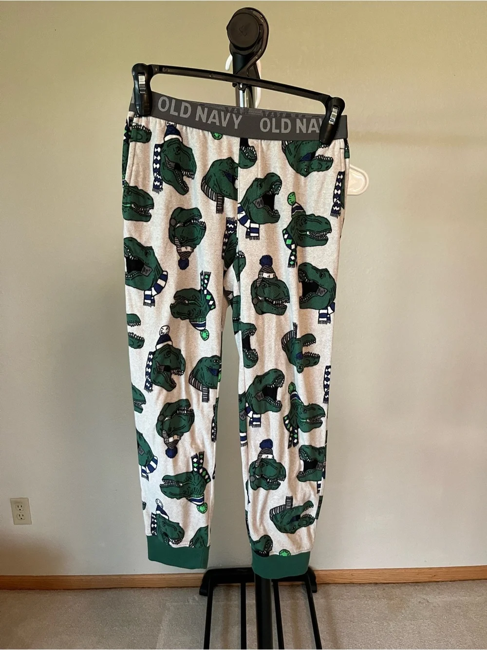 Old Navy Gray Pajama Pants with Green Dinosaur Print